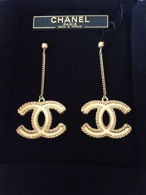 chanel metal chain earrings|chanel earrings website.